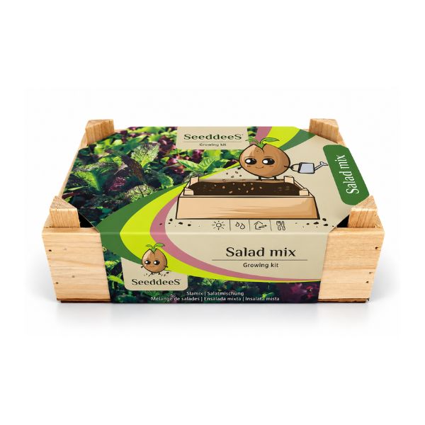 SeeddeeS kweekset houten kist - Sla Mix